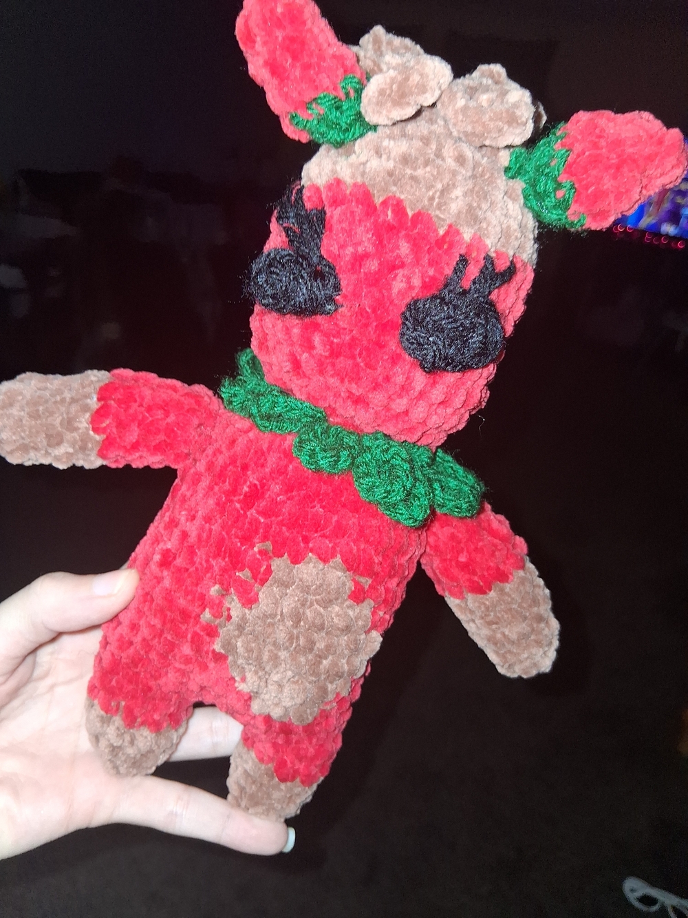 Homemade Crochet Plushie - Chocolate Covered Strawberry Cow